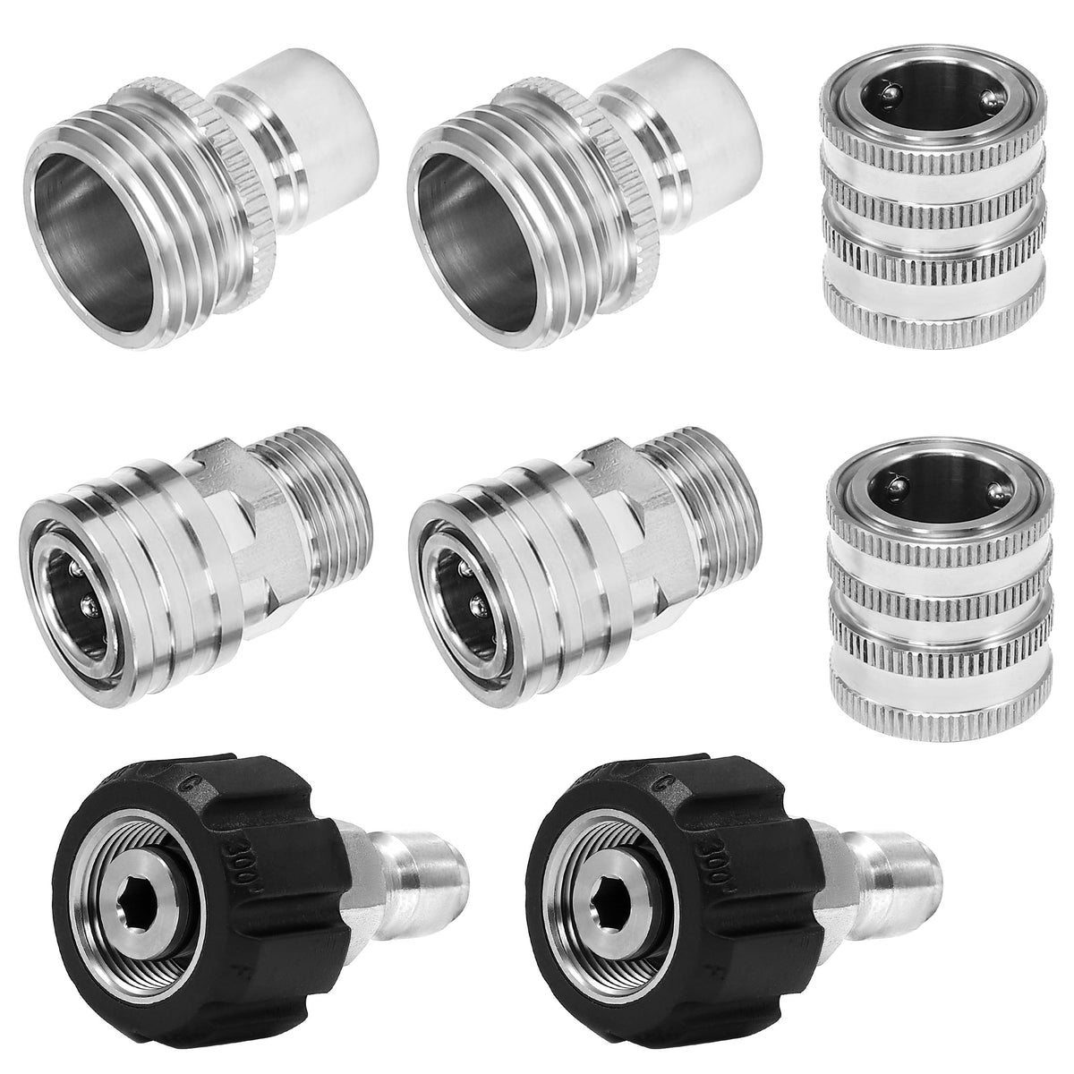 M Mingle Ultimate Pressure Washer Adapter Set, Stainless Steel Quick Disconnect Kit, M22 Swivel To 3/8 Inch Quick Connect, 3/4 I
