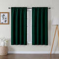 Lecloud Bessie Hunter Green Curtains 45 Inch Length 2 Pcs, Light Filteringn Airy Warm Faux Linen Textured Curtains, Durable Rod 