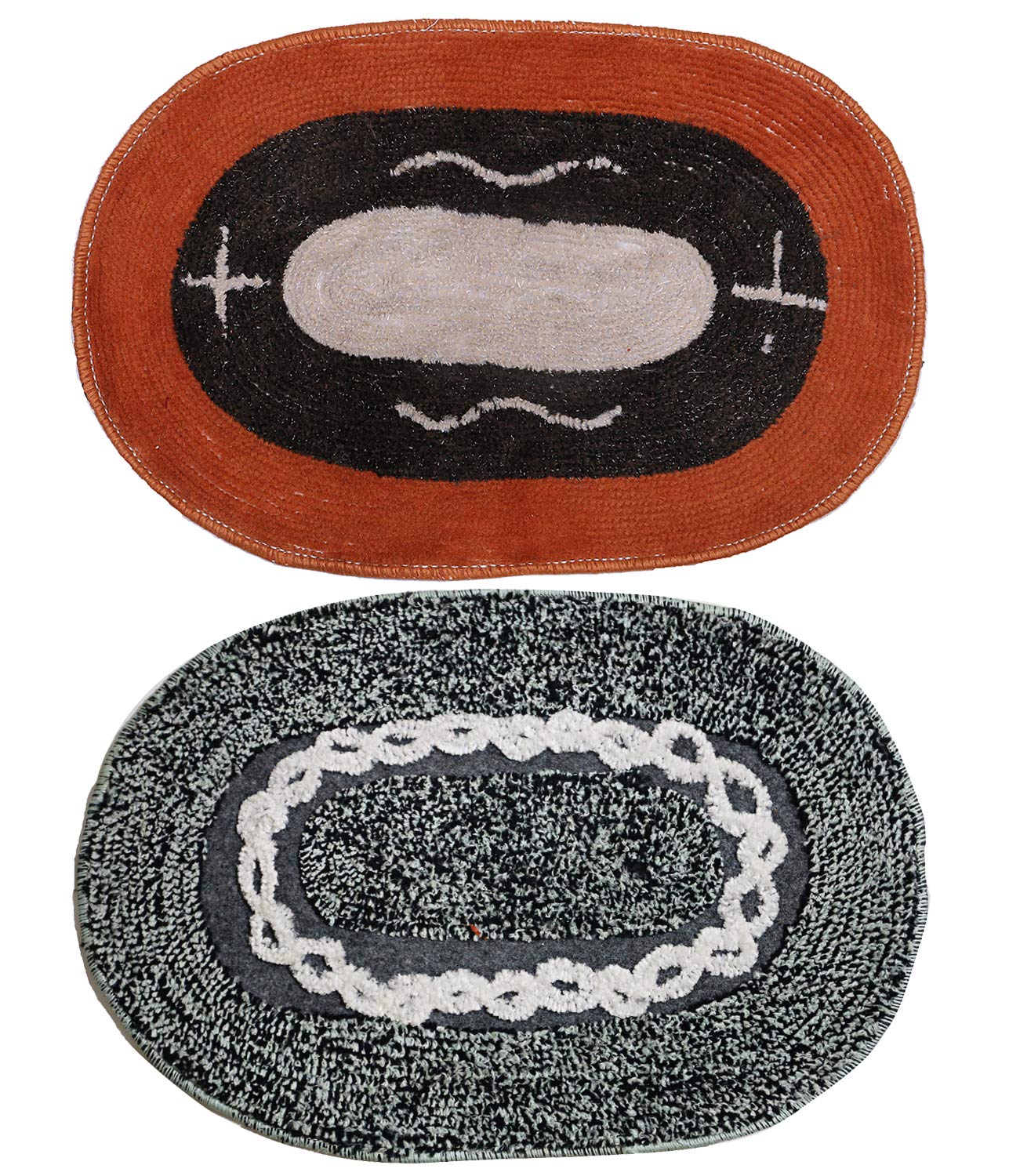 Kuber Industries Soft Cotton 2 Pieces Anti Slip Bath Mat 16x23(Multi)  CTKTC22072