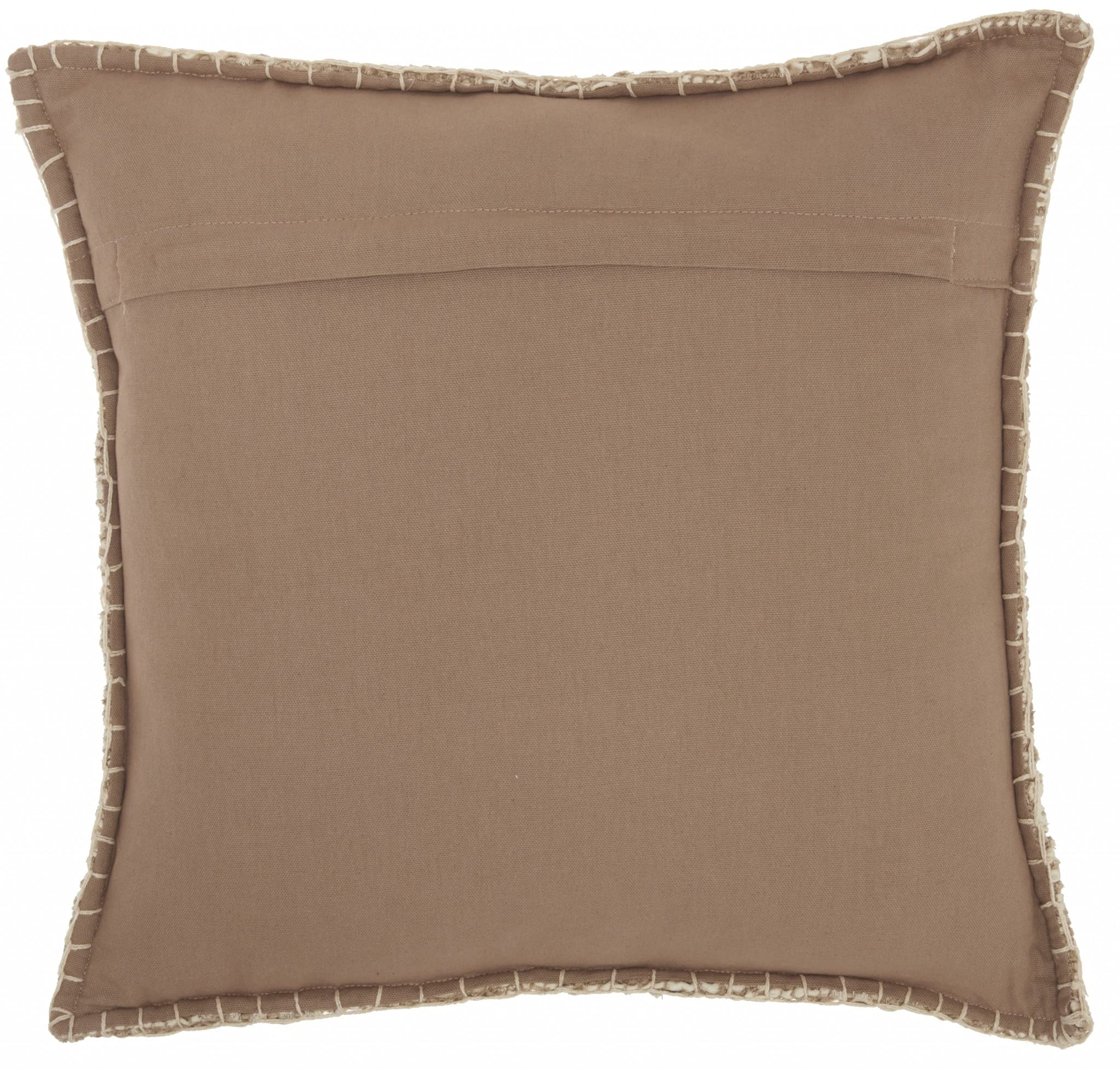HomeRoots 100% Cotton Beige Textured Squares Throw Pillow