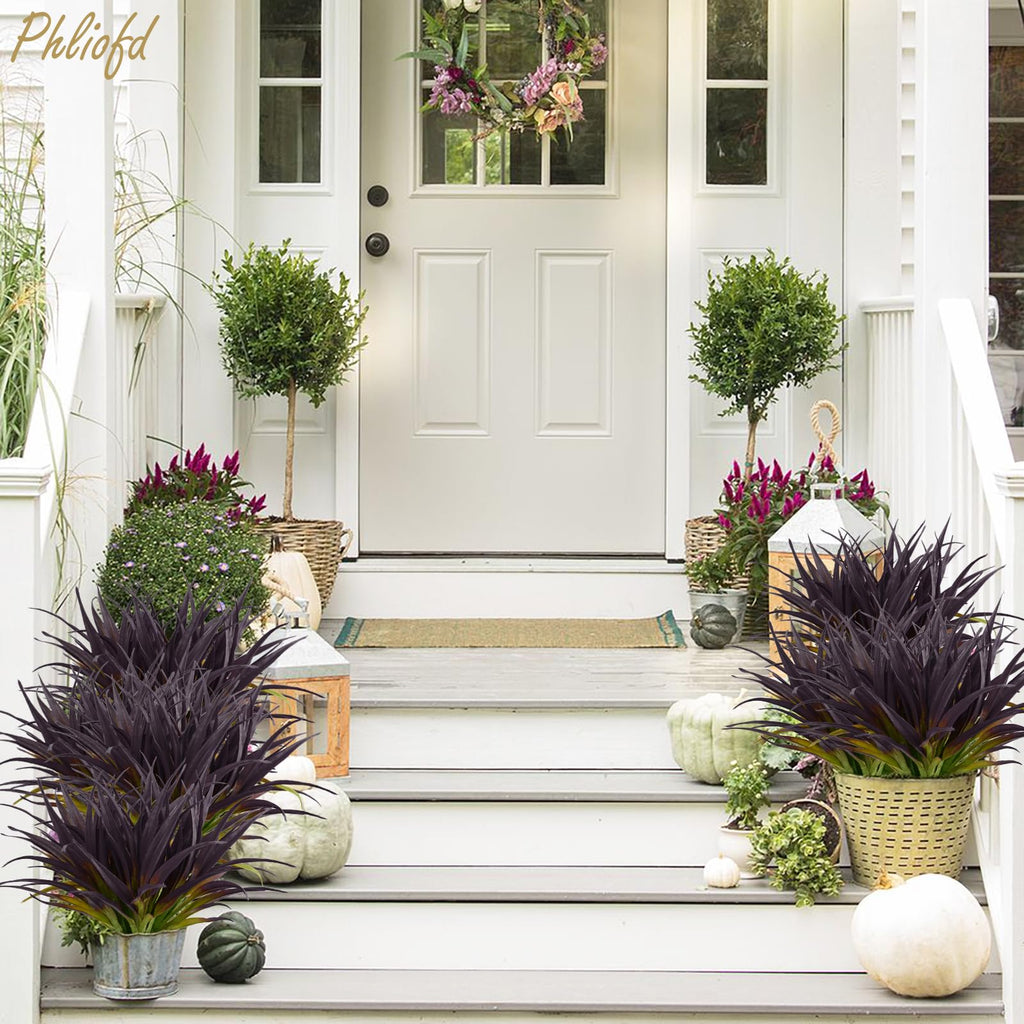 Phliofd 32 Pcs Artificial Grass Fake Grass Plants 17.3In Outdoor Plants Uv Resistant Faux Greenery Stems For Home Window Garden
