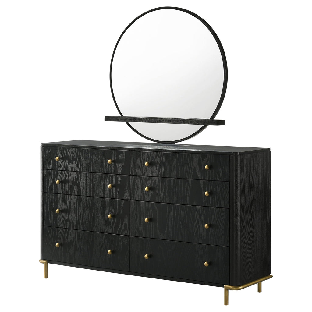 Coaster Home Furnishings Arini Coastal 63-inch 8-Drawer Bedroom Dresser with Mirror Bedroom Clothing Storage Cabinet Wide Chest of Drawers Organizer Unit Black 224333M