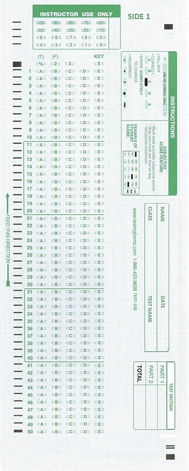 Test-100E 882 E Compatible Testing Forms (500 Sheet Pack)