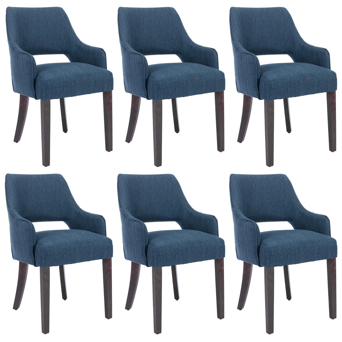 Dm Furniture Linen Dining Chairs Set Of 6 Upholstered Accent Chairs Side Chair With Wood Legs For Living Room/Dining Room/Bedroo