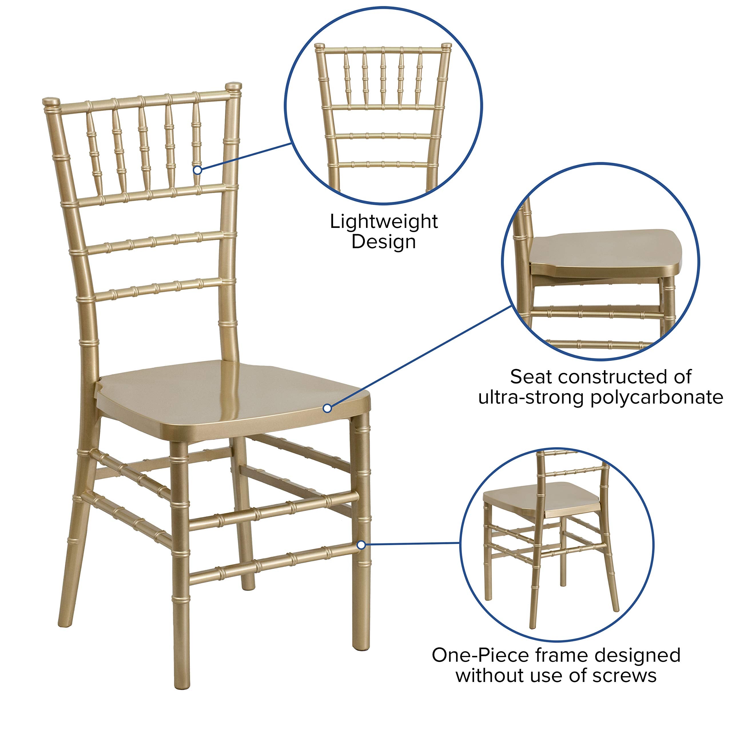 Flash Furniture Hercules Premium Series Chiavari Chair for Formal Events and Banquets, Commercial/Residential All-Occasion Event Chair, Gold