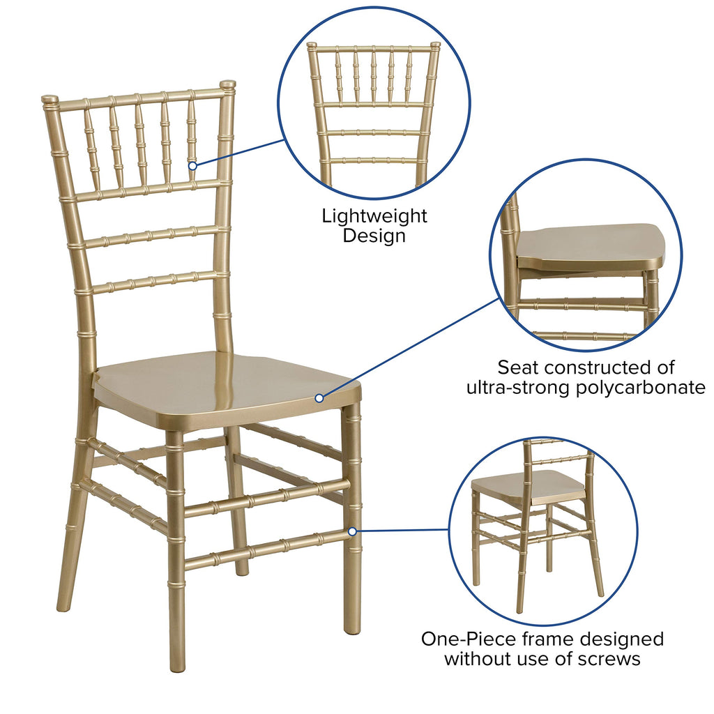 Flash Furniture Hercules Premium Series Chiavari Chair for Formal Events and Banquets, Commercial/Residential All-Occasion Event Chair, Gold