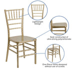 Flash Furniture Hercules Premium Series Chiavari Chair for Formal Events and Banquets, Commercial/Residential All-Occasion Event Chair, Gold