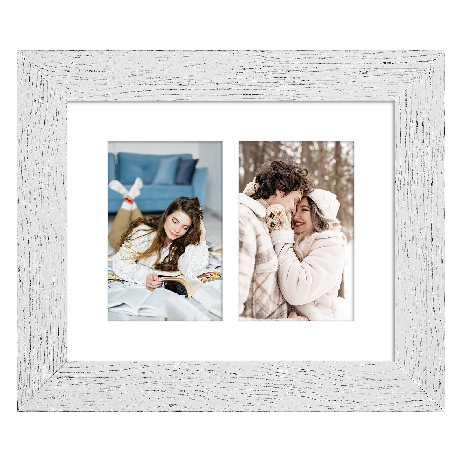 Gaevuian 8x10 Picture Frame Display Double 4X6 Picture Frame Collage,Multi Photo Frame with Mat,Plexiglass,Wall or Tabletop Deco