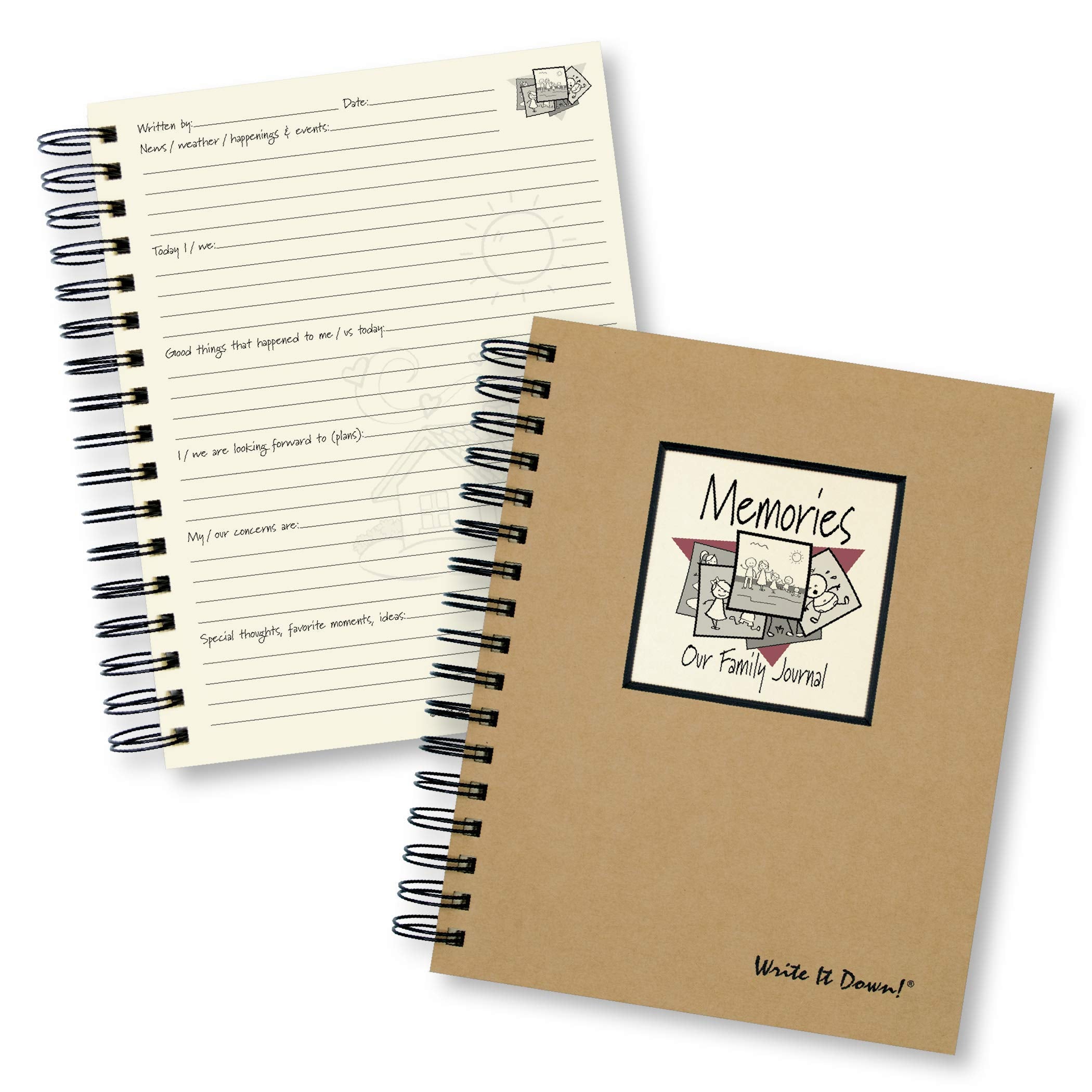 Write It Down Series By Journals Unlimited, Guided Journal, Memories, Our Family Journal, Full-Size 7.5'X 9', Kraft Hard Cover