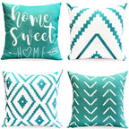 Decorative Throw Pillow Covers 22X22 Inch Aqua Blue Pillow Covers For Couch Sofa Living Room Bedroom,Farmhouse Outdoor Throw Pil