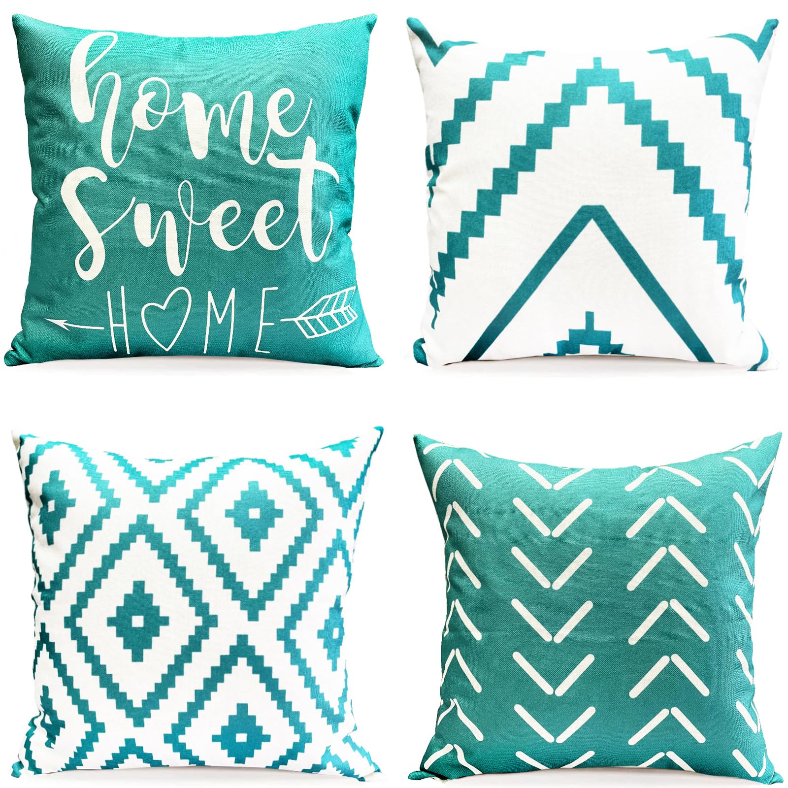 Decorative Throw Pillow Covers 22X22 Inch Aqua Blue Pillow Covers For Couch Sofa Living Room Bedroom,Farmhouse Outdoor Throw Pil