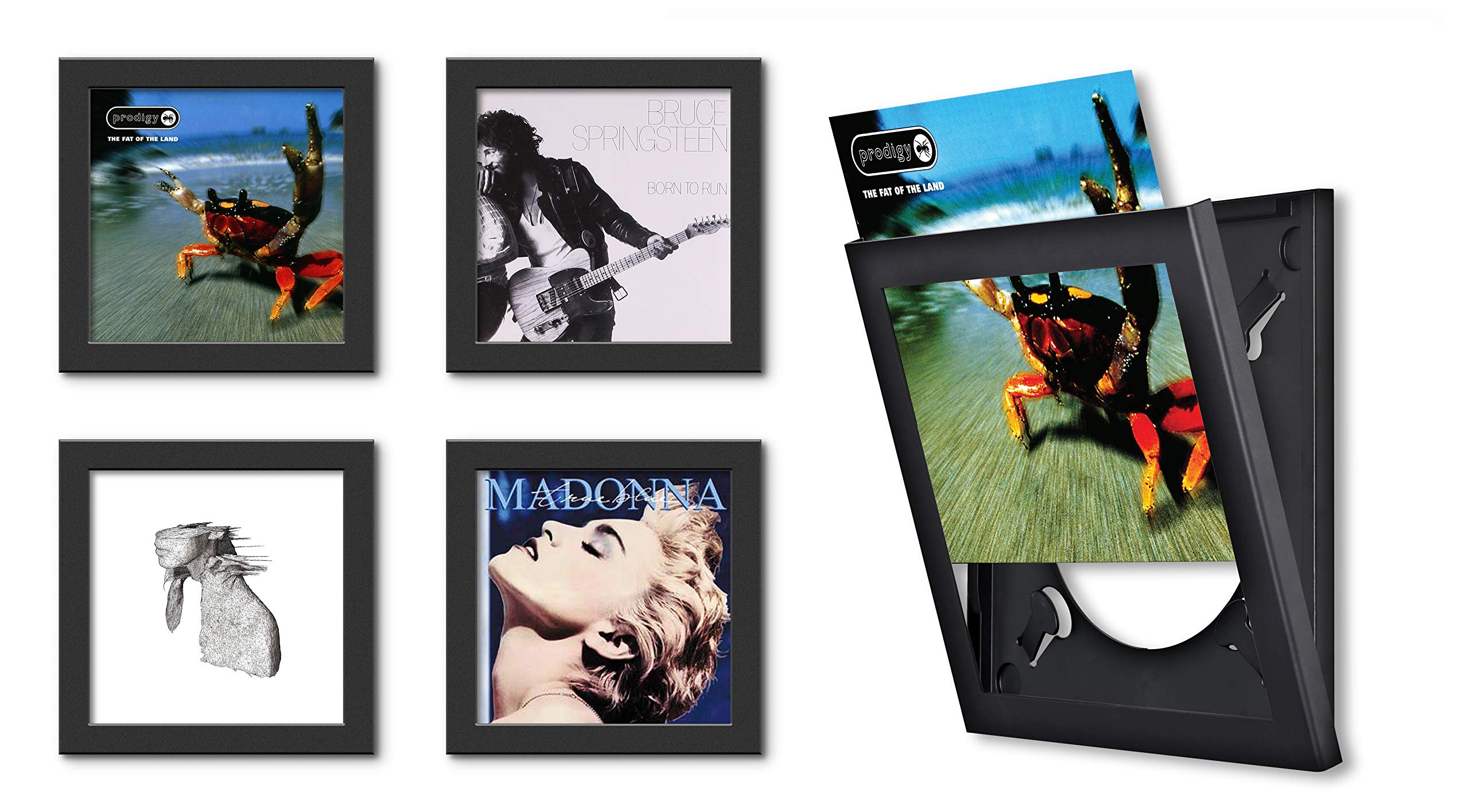 Show and Listen Album Cover Display Frame, Flip Frame Displays Vinyl Records (Four Pack, Black)