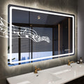 Led-Bathroom-Mirror-with-Lights, 40x28 Wall-Mounted with 3 Colors Dimmable Light, Bluetooth Speaker, Anti-Fog, Memory, Tempered 