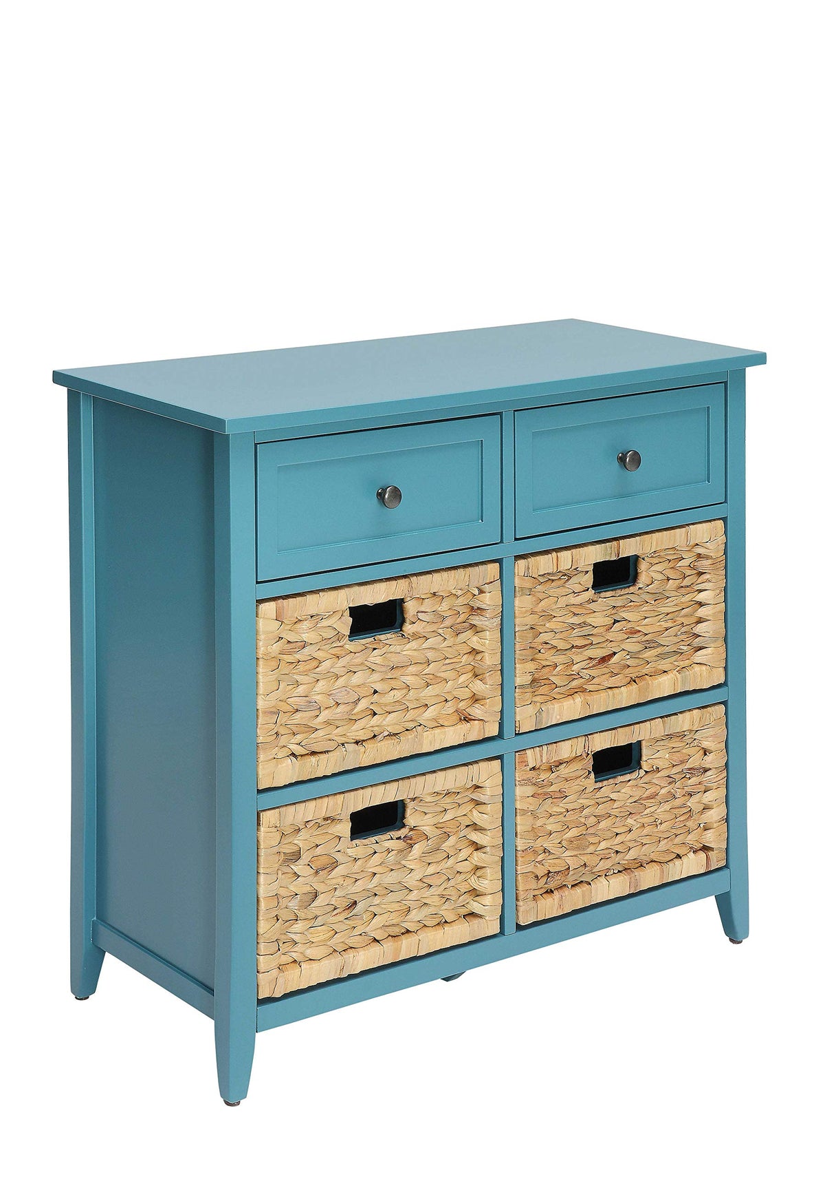 HomeRoots 6 Drawers Accent Chest in Teal - Wood Veneer, MDF Teal