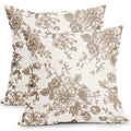 Vintage Floral Pillow Covers 18X18 Inch Set Of 2 Tan And Cream Floral Throw Pillow Covers Chinoiserie Flower Pillowcases Rustic