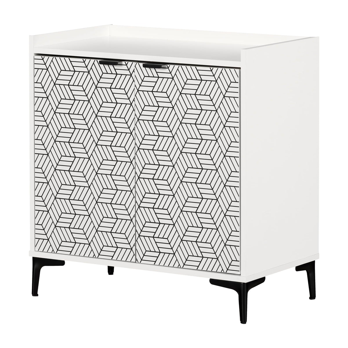 South Shore Maliza 2-Door Storage Cabinet, White And Black