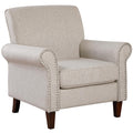 Prilinex Upholstered Living Room Chair - Large Comfy Fabric Accent Chair Single Sofa With Cushion, Rolled Armrest & Nailhead Tri