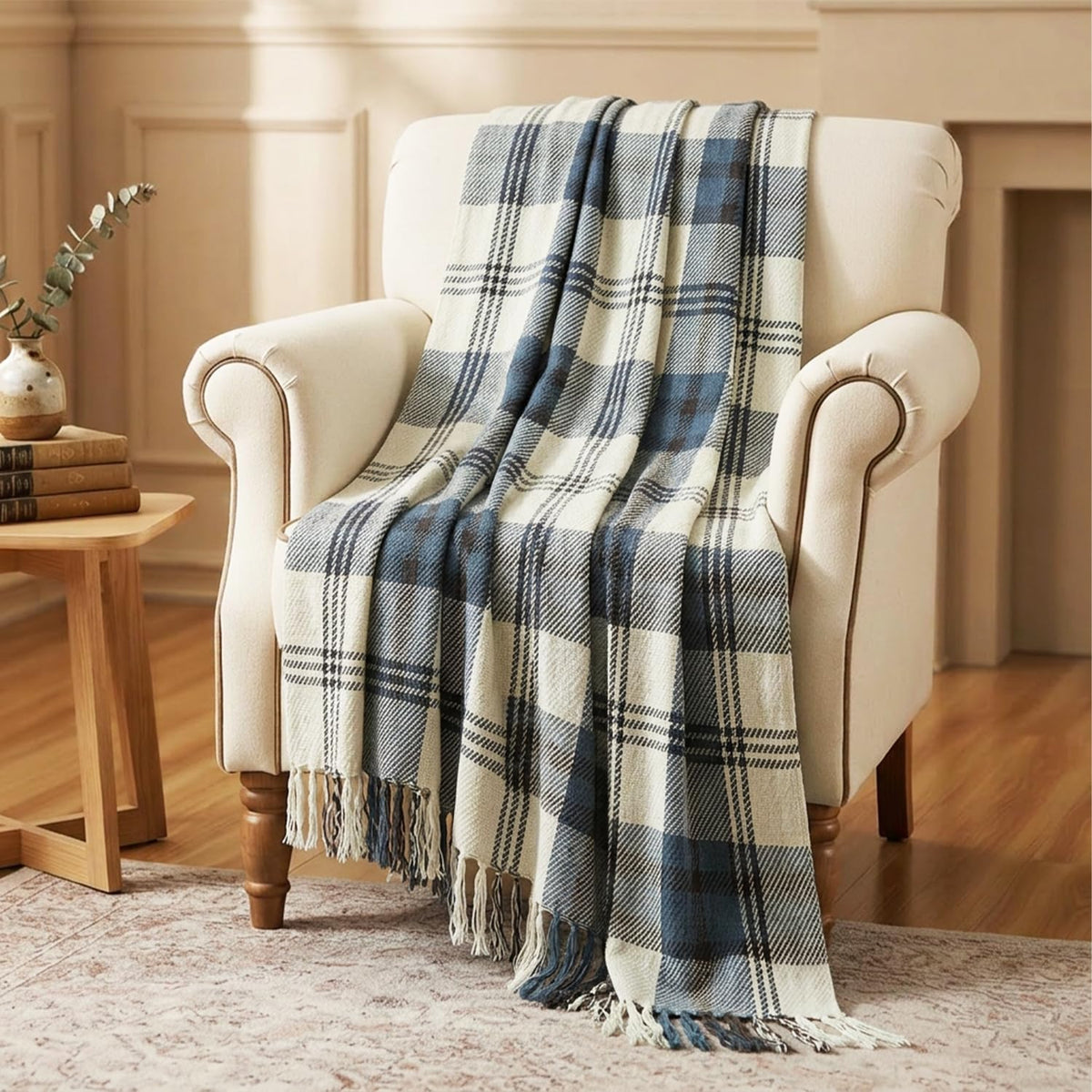 Amazon Basics Tufted Waffle Throw Blanket|Knit & Chevron Pattern with Fringes|Aesthetic Decorative Couch Throw for Living Room, 