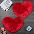 Mudder 2 Pieces Heart Shaped Rug Faux Room Fluffy Carpet Heart Shaped Door Mat for Room Bedroom, 12 x 16 Inch(Red)
