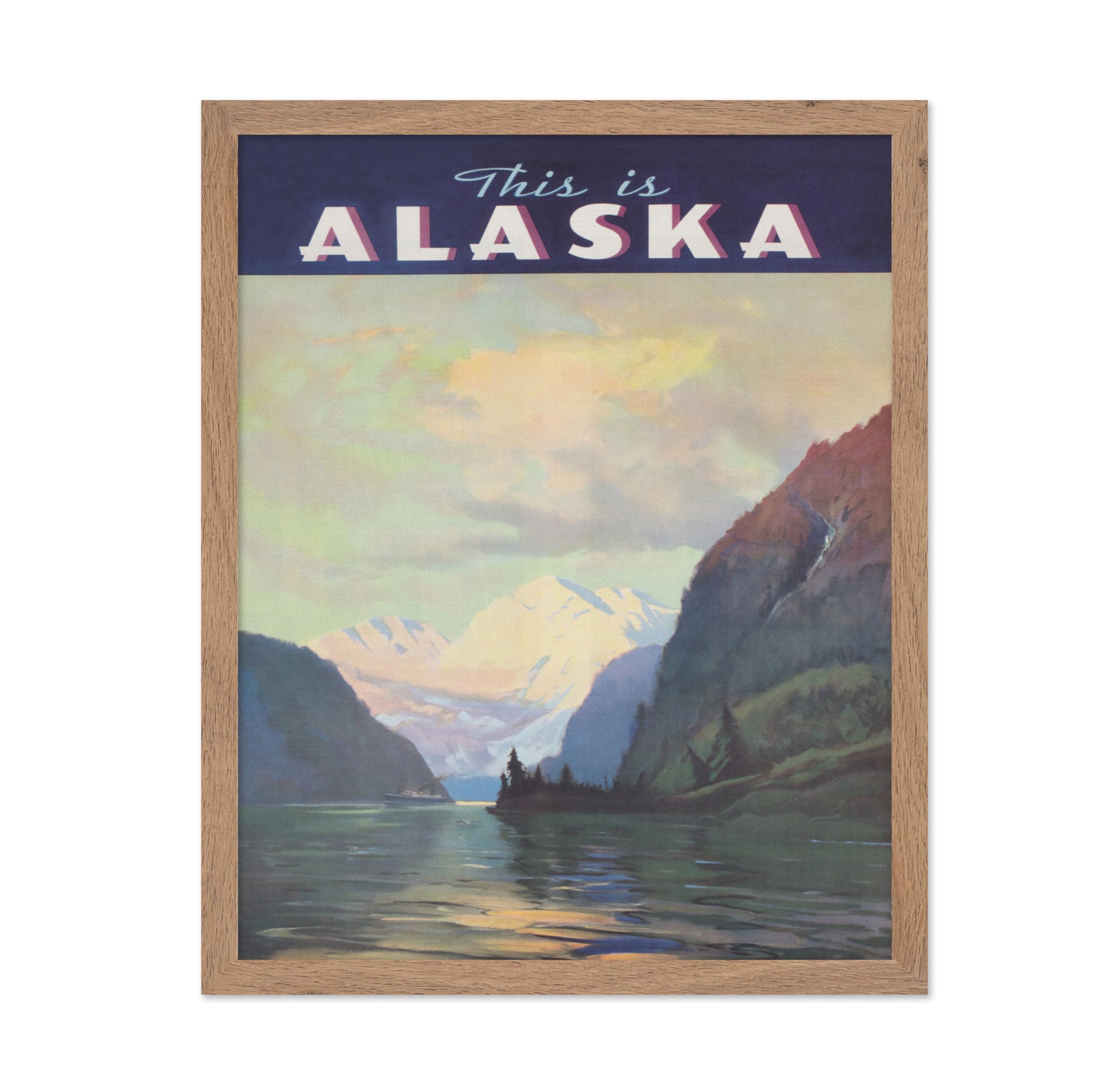Master Travel Poster - Vintage Alaska Wall Art - Along Alaskas Sheltered Seas - Great Wall Decor Gift for Home, Office, Living 