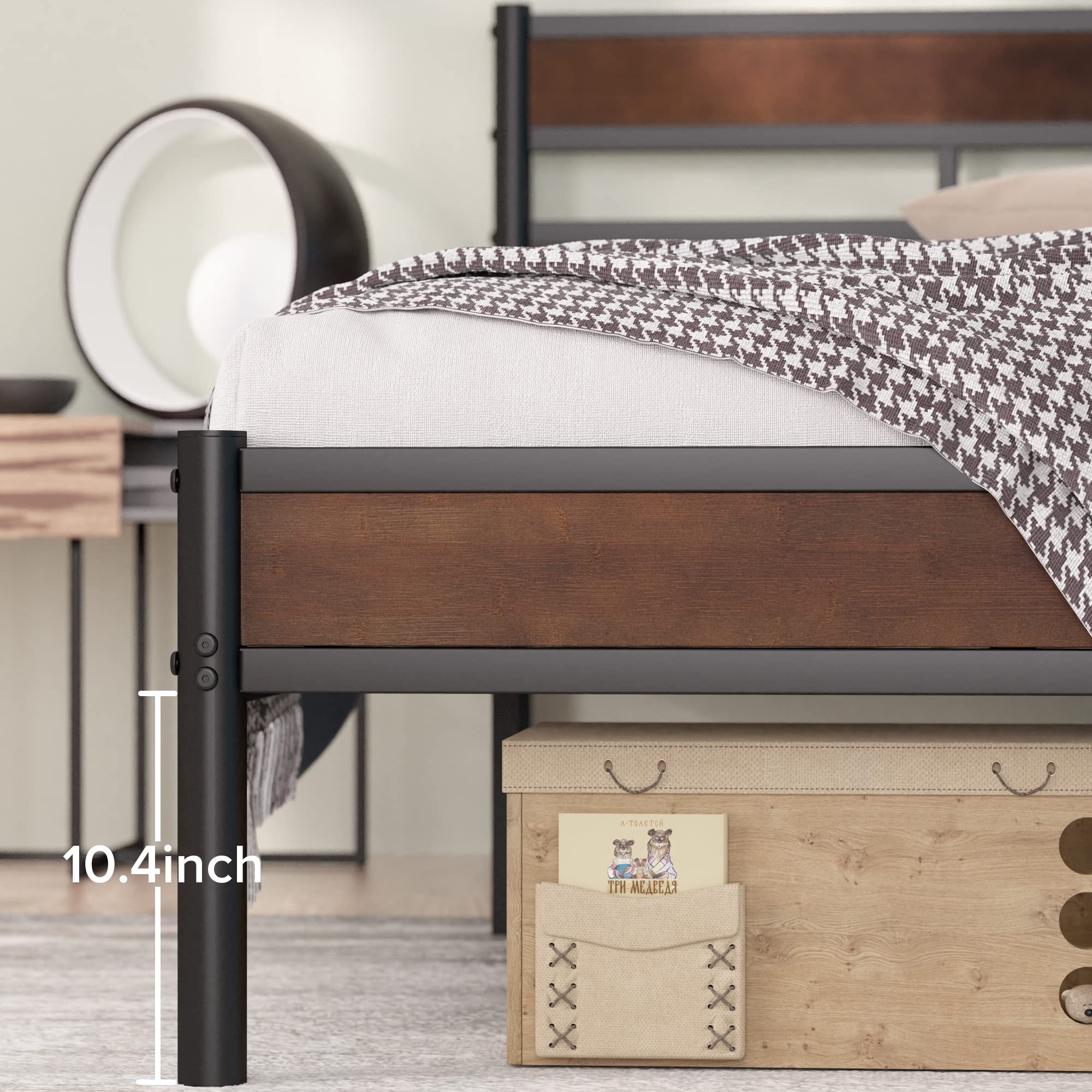 Zinus Roman Bamboo And Metal Platform Bed Frame, No Box Spring Needed, Easy Assembly, Full