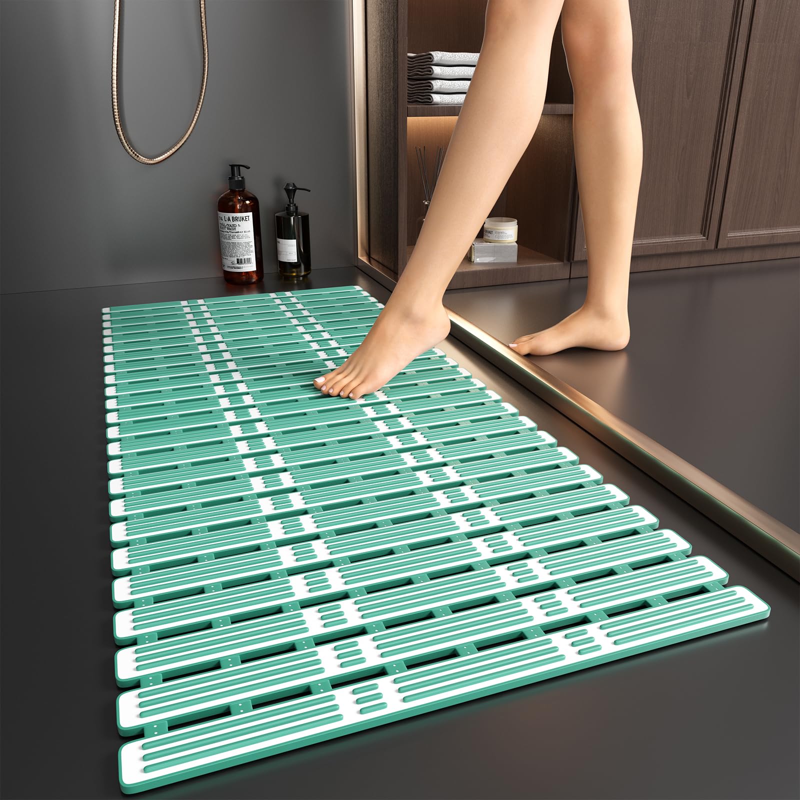 XIYUNTE Shower Mat Non Slip Bathtub Mat - 36 x 16 Inch Anti Slip Shower Mat with Suction Cups and Drain Holes, Non Slip Shower M