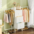 3IngSeagulls Kids Dressers for Bedroom with 2 Hanging Racks, Small Dresser for Bedroom with 3 Drawers, 53H Faric Chest of Drawe