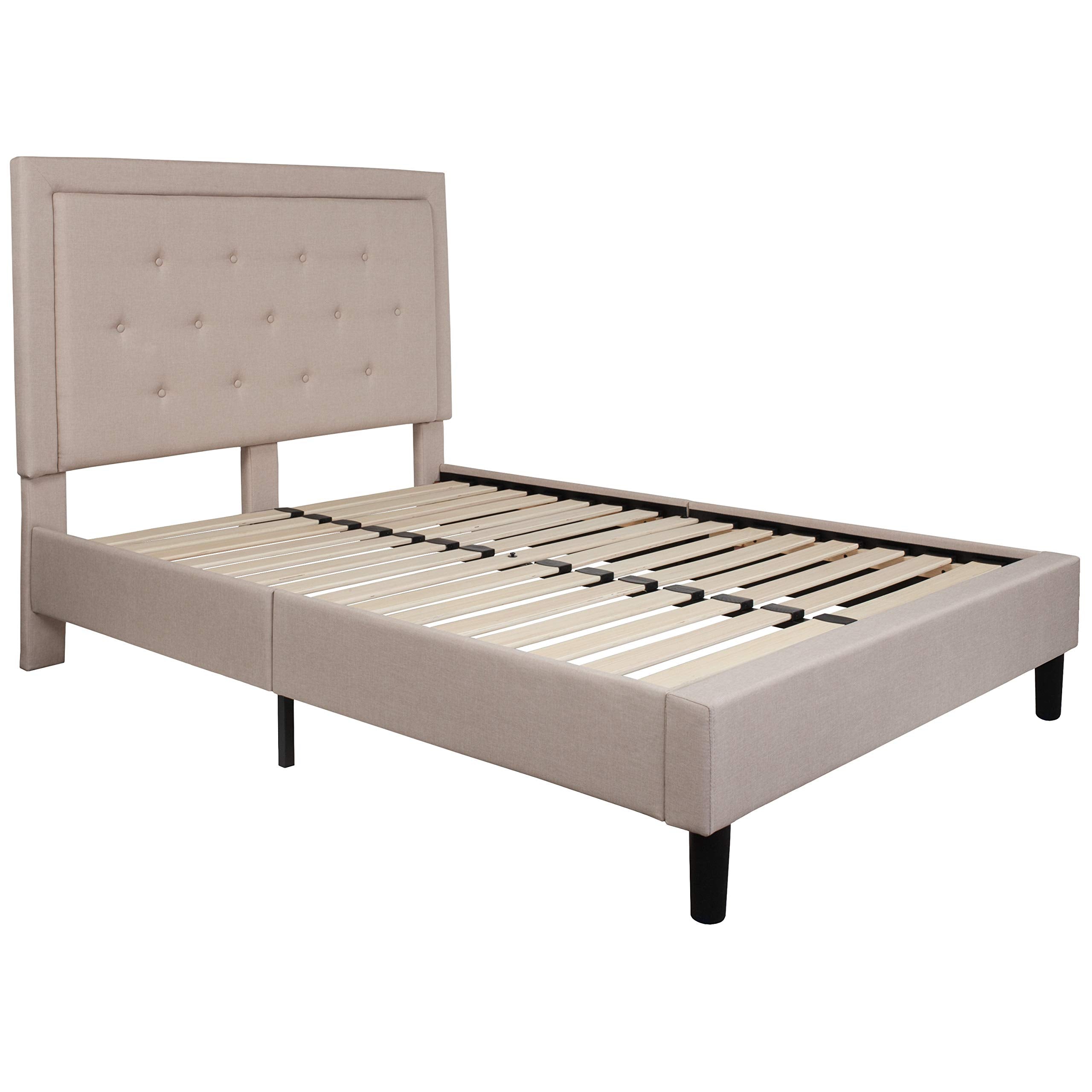 Flash Furniture Roxbury Full Size Tufted Upholstered Platform Bed In Beige Fabric