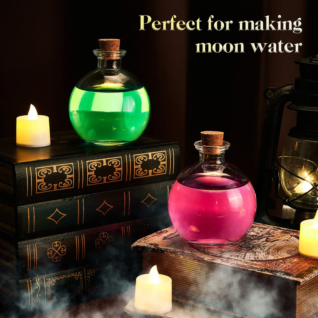 Tessco 3 Pcs Spherical Potion Bottles Round Glass Bottles Clear Potion Jars Large Decorative Witch Bottles For Halloween Christm