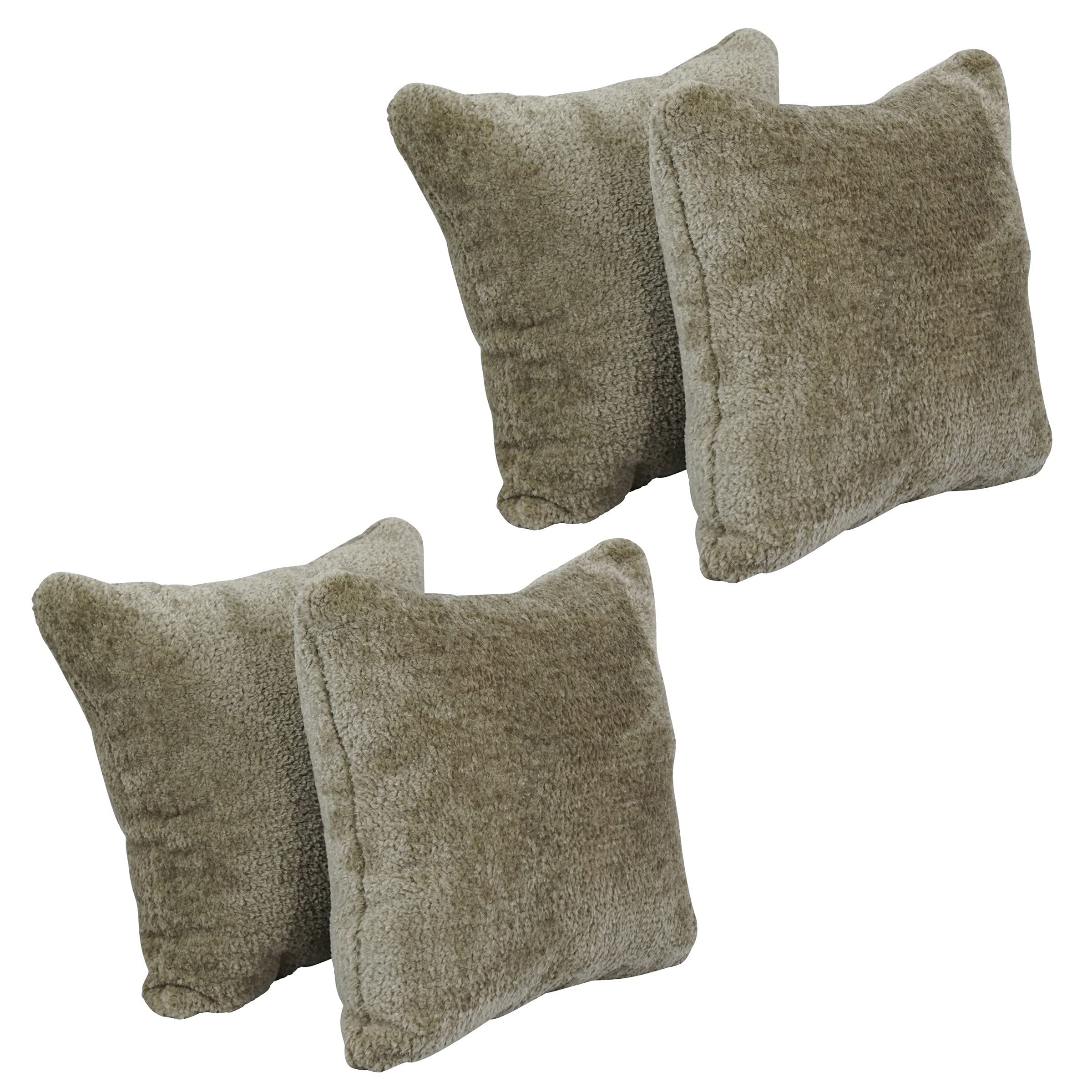 Blazing Needles Square Faux Fur Throw Pillows, 17&quot;, Elton Taupe 4 Count