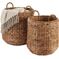 Best Choice Products 2Piece Round Nesting Baskets W/Handles, Handwoven Water Hyacinth, Plant Holder, Laundry Basket, Storage Or