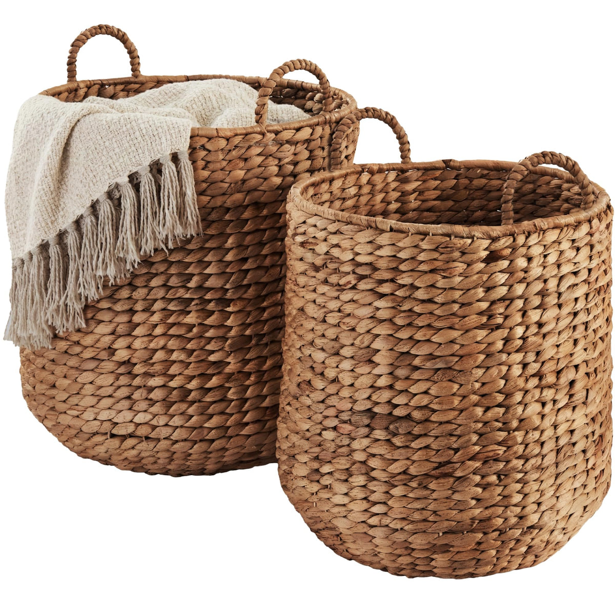 Best Choice Products 2Piece Round Nesting Baskets W/Handles, Handwoven Water Hyacinth, Plant Holder, Laundry Basket, Storage Or