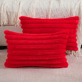 Futei Red Striped Decorative Throw Pillow Covers 12X20 Inch Set Of 2,Rectangle Spring Decorations Couch Lumbar Pillowcase,Soft C