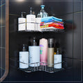 Homifyhub Stainless Steel Corner L Shelf Storage Organizer Bathroom & Kitchen | No Drill Self Adhesive Corner Stand For Kitchen 