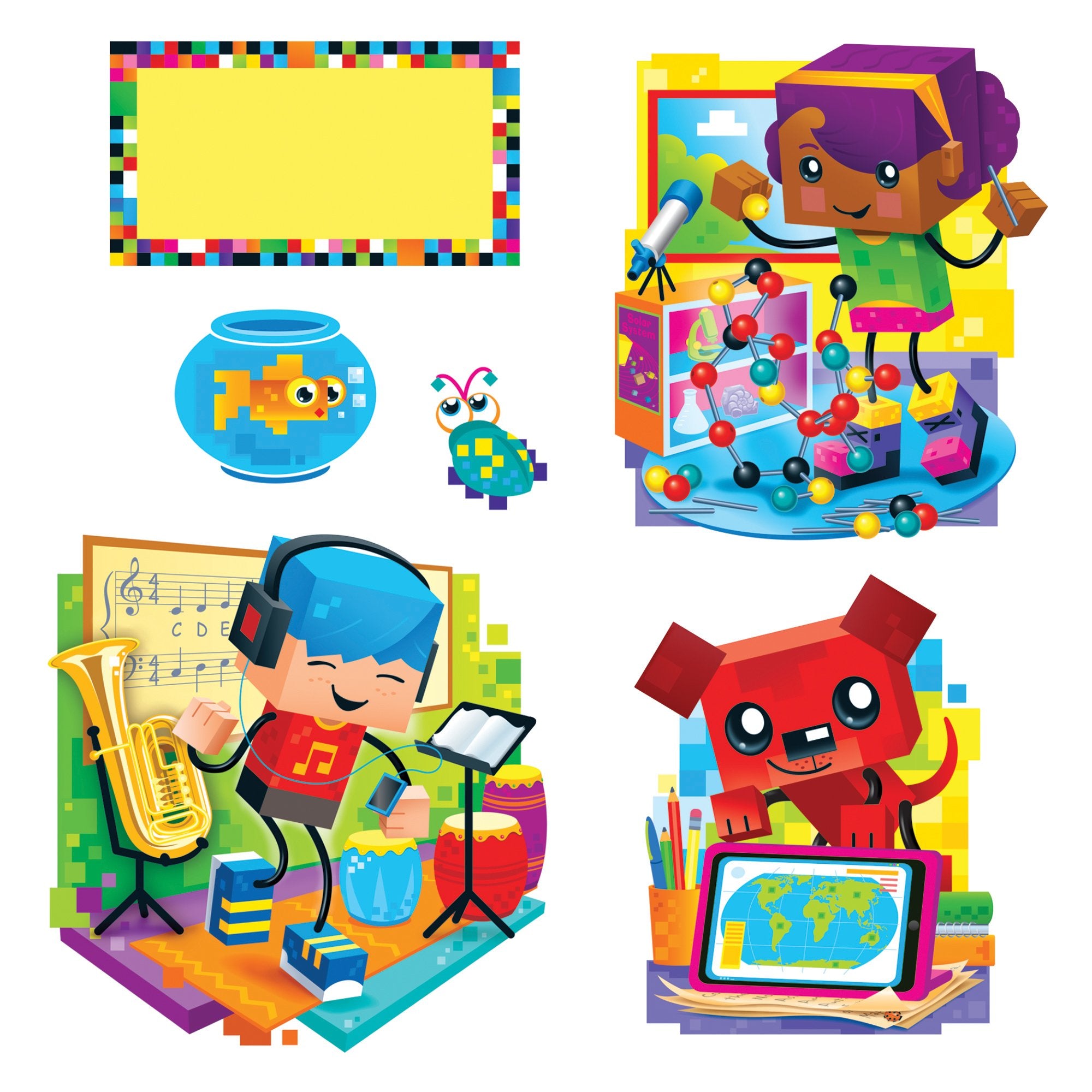 BlockStars! Decorative Bulletin Board Set by TREND enterprises, Inc.- Enliven classrooms & Kids' Rooms with Fun Graphics!