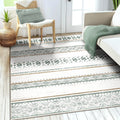 BESTSWEETIE 6x9 Area Rug for Living Room Washable Rug Moroccan Farmhouse Neutral Geometric Low Pile Non-Slip Soft Water Repellen