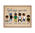 Poster Master Vintage Motivational Poster - Retro Christian Print - God Says You Are, Little Black Kids, Inspirational - Gift fo