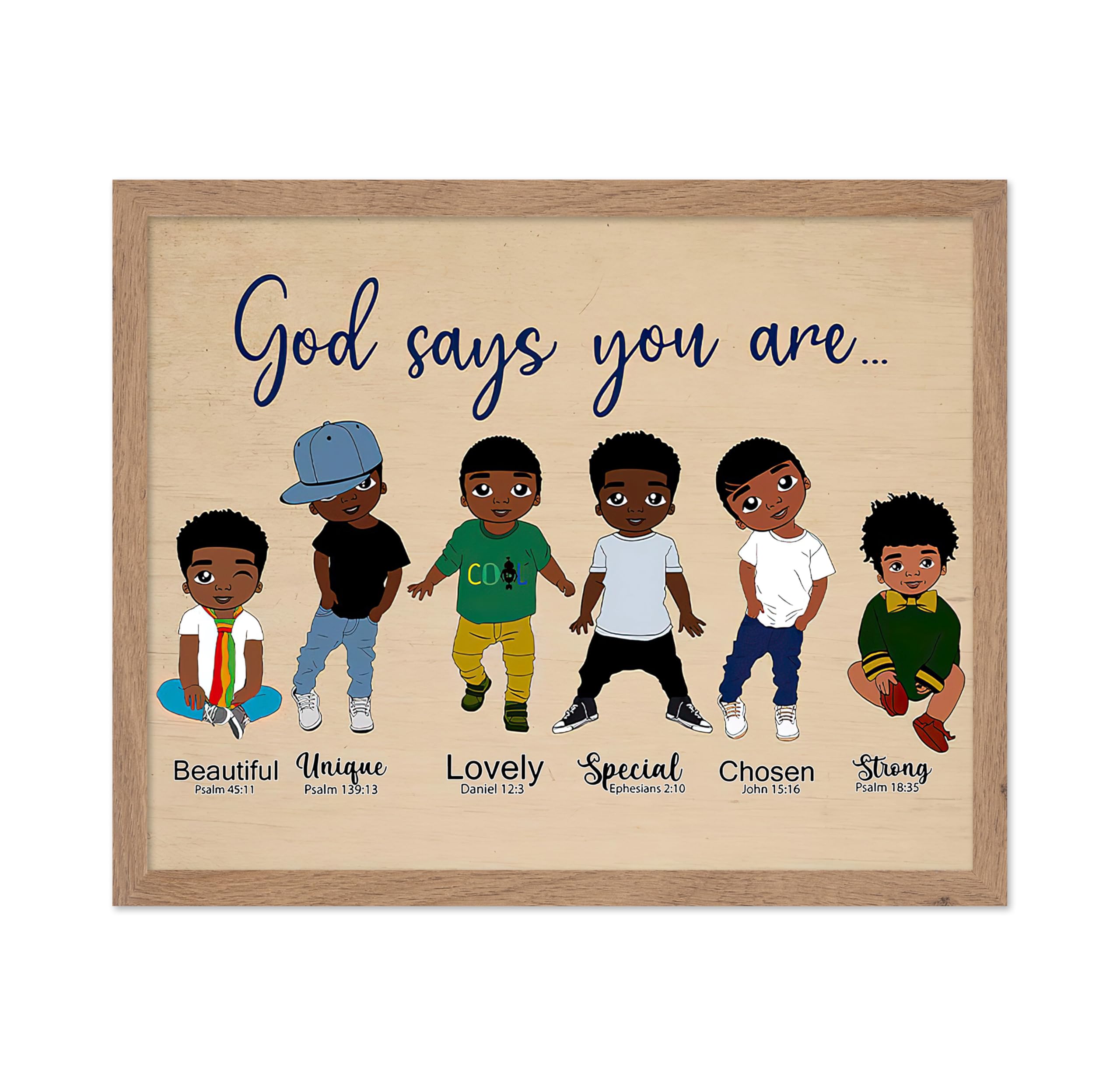 Poster Master Vintage Motivational Poster - Retro Christian Print - God Says You Are, Little Black Kids, Inspirational - Gift fo