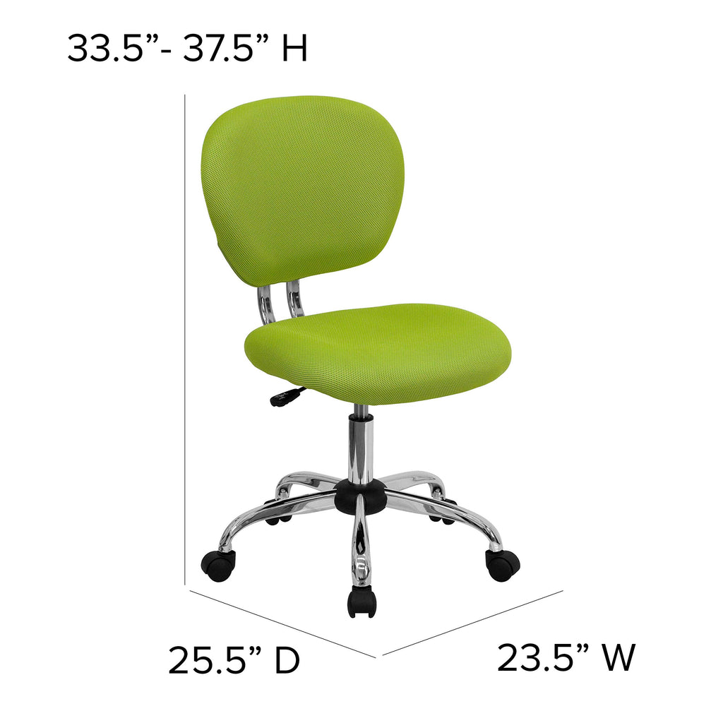 Flash Furniture Beverly Mid-Back Apple Green Mesh Padded Swivel Task Office Chair with Chrome Base