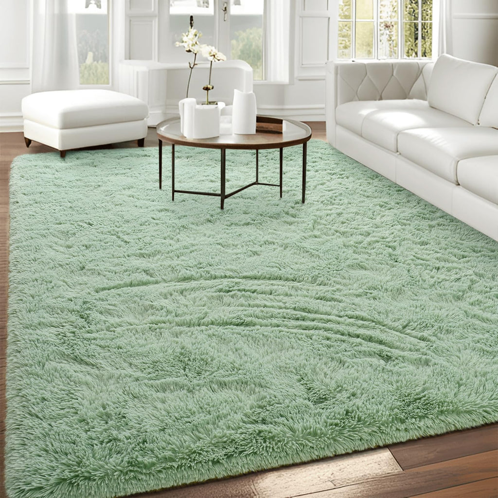 Falark Super Soft Area Rugs For Bedroom Living Room, 4X6 Ft Green Fluffy Rug Carpets For Girls Kids Room, Shaggy Fuzzy Indoor Mo