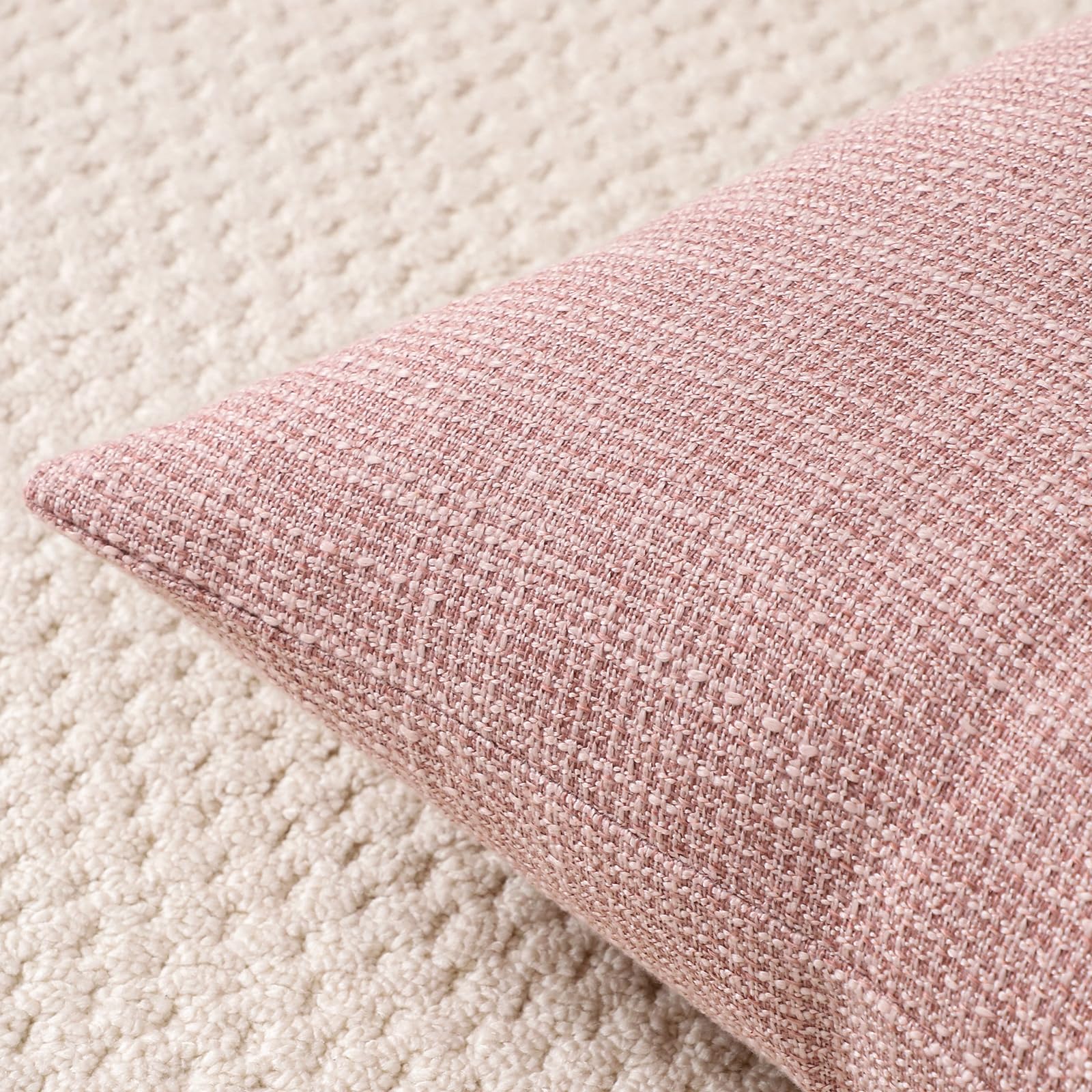 Otostar Linen Throw Pillow Covers Set Of 2 Decorative Square Pillowcases Cushion Covers 18X18 Inch For Home Decor Sofa Bedroom Car 45 X 45 Cm Pink
