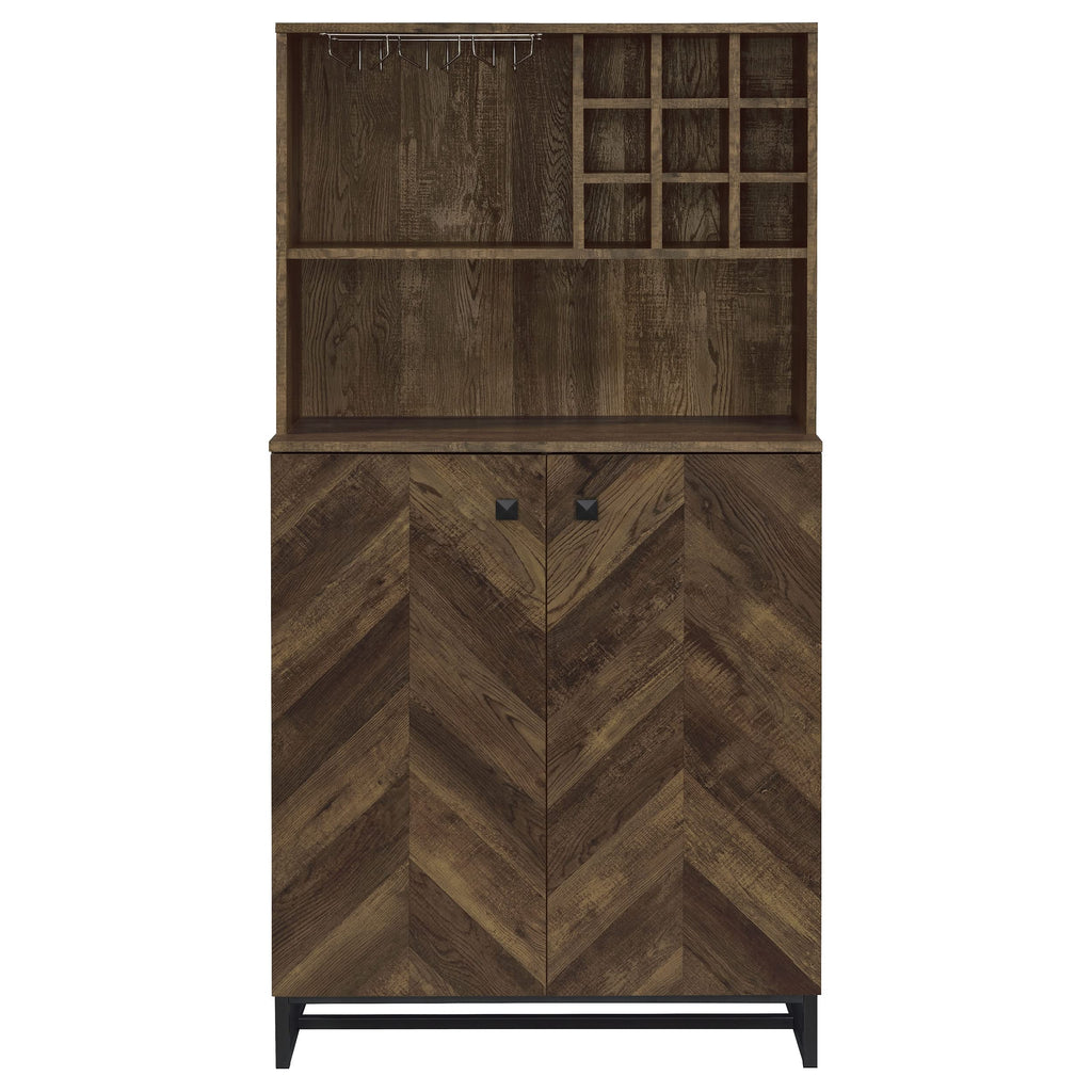 Coaster Home Furnishings Mendoza 2-Door Home Bar Cabinet Wine Storage Rustic Oak