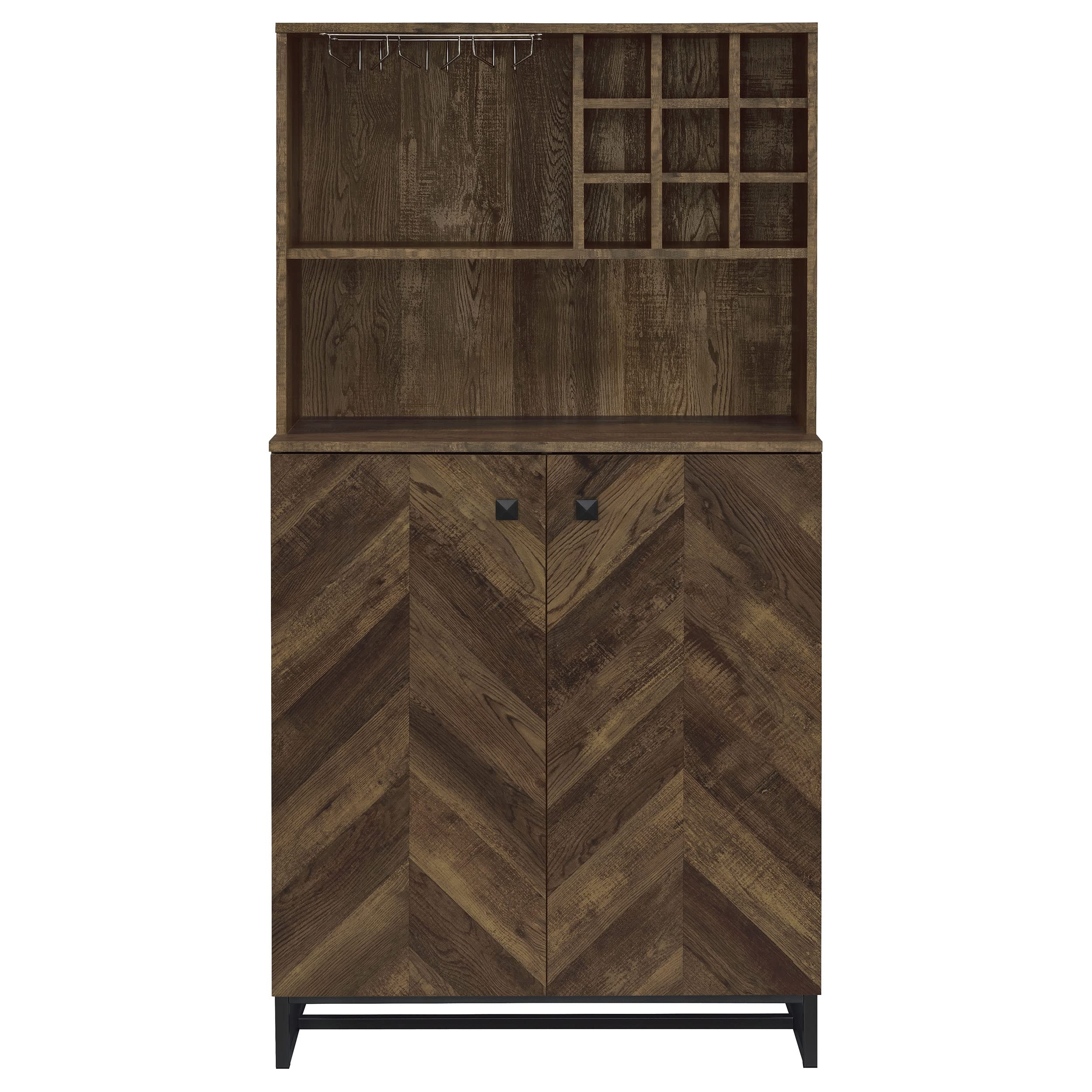 Coaster Home Furnishings Mendoza 2-Door Home Bar Cabinet Wine Storage Rustic Oak