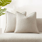 Juspurbet Beige Boucle Throw Pillow Covers 22X22 Inch Set Of 2 For Couch Bedroom Sofa Living Room Decorative Soft Thick Curly Te