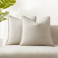 Juspurbet Beige Boucle Throw Pillow Covers 24X24 Inch Set Of 2 For Couch Bedroom Sofa Living Room Decorative Soft Thick Curly Te
