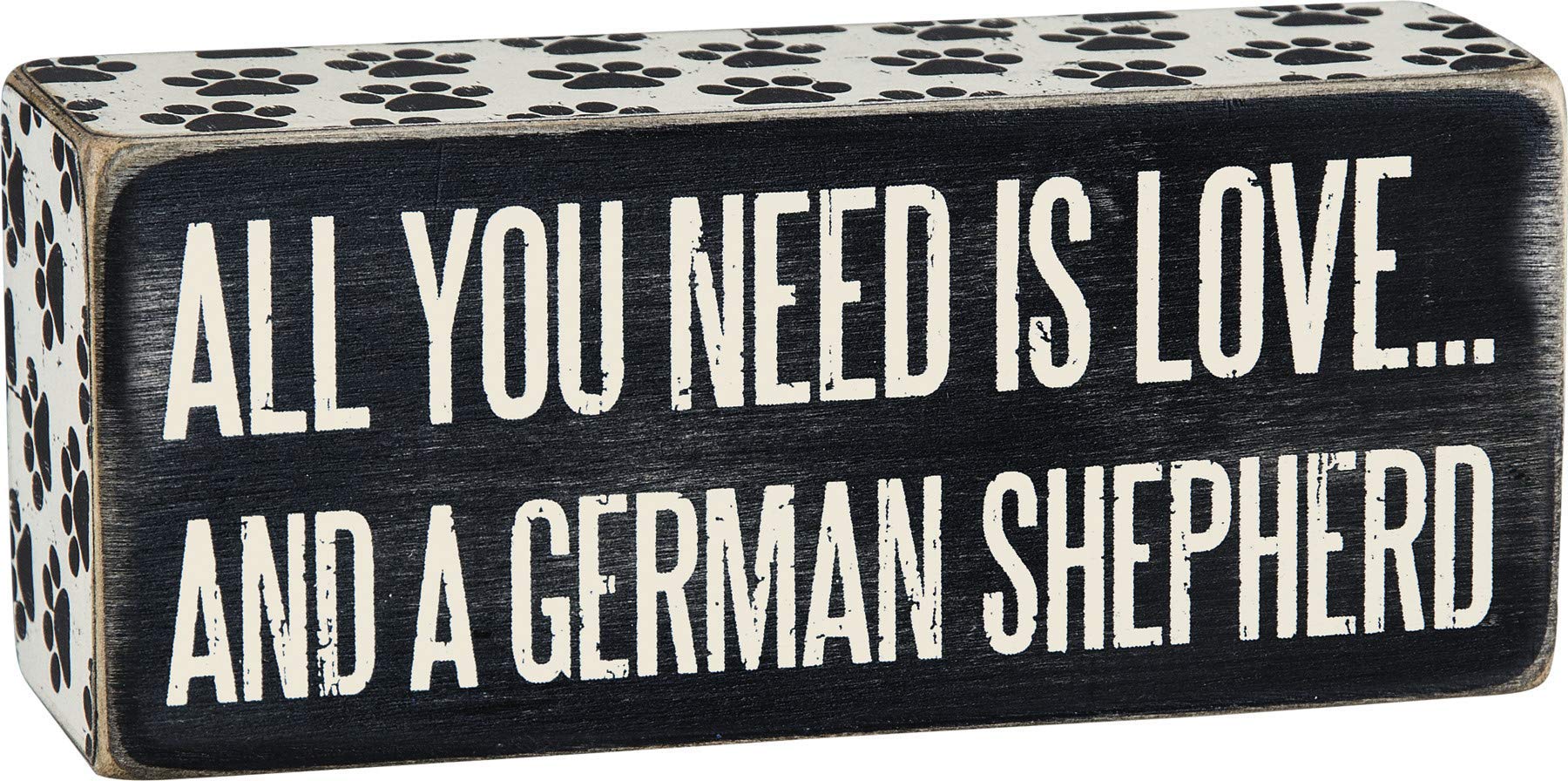 Primitives by Kathy 24978 Paw Print Trimmed Box Sign, 6 x 2.50, German Shepherd
