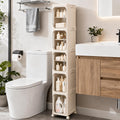 Lifelongpal 5Tier Tall Narrow Slim Bathroom Storage Cabinet, Cream White