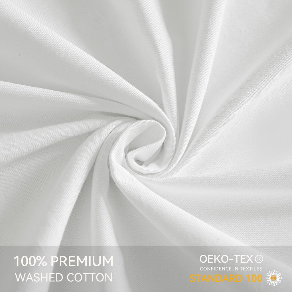Jellymoni Fitted Sheet Queen Cotton Cream White 1Pc Easy-Fit 16 Inch Deep Pocket Sheet Bedding Sheet Solid 100% Washed Cotton So