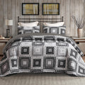 Exclusivo Mezcla Reversible Boho Quilt Set Queen Size, 3 Pieces Patchwork Black All Season Bedspreads, Ultra Soft Floral Coverle