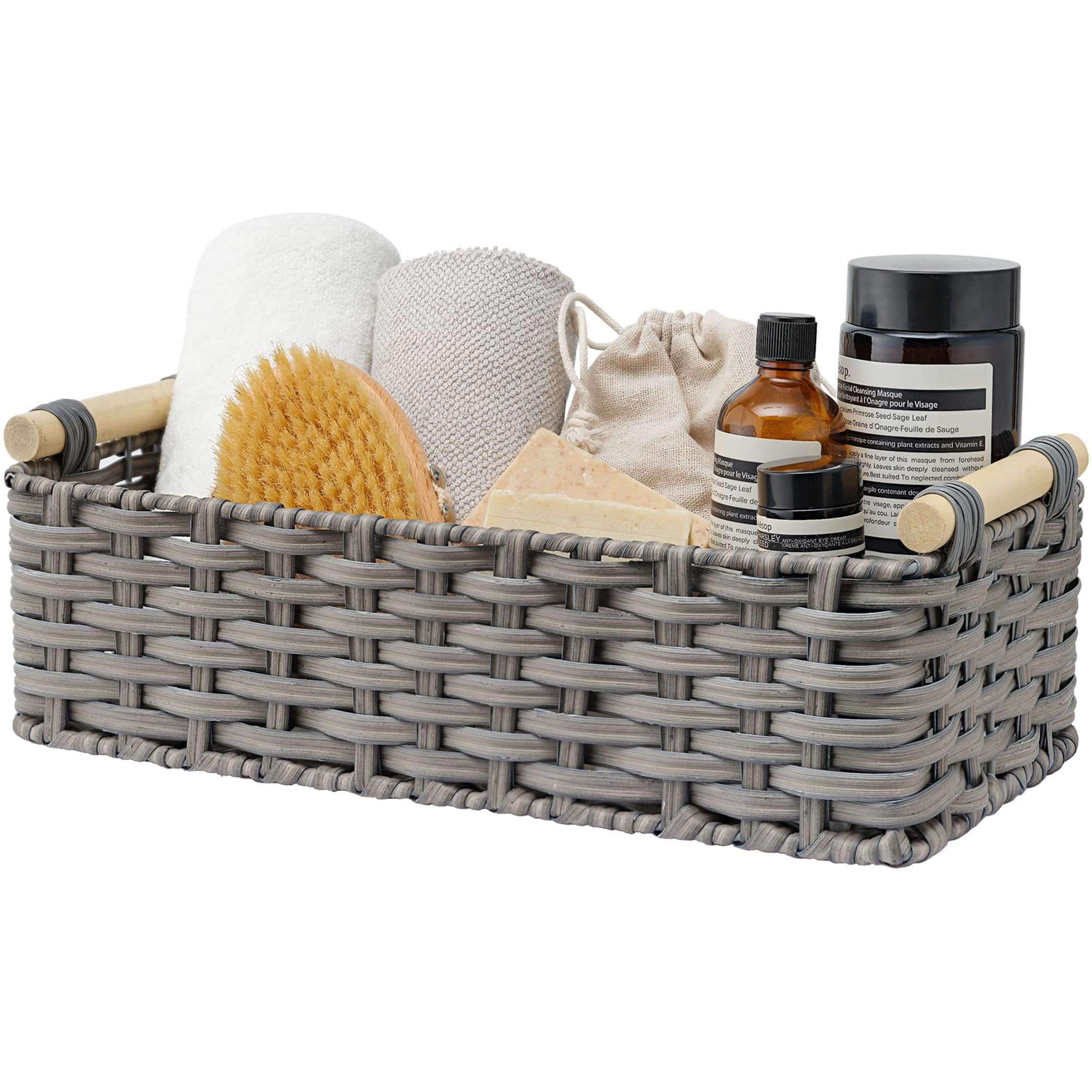 GRANNY SAYS Wicker Baskets for Storage, Wicker Baskets for Shelves, Toilet Basket Tank Topper, Waterproof Toilet Tank Basket, To